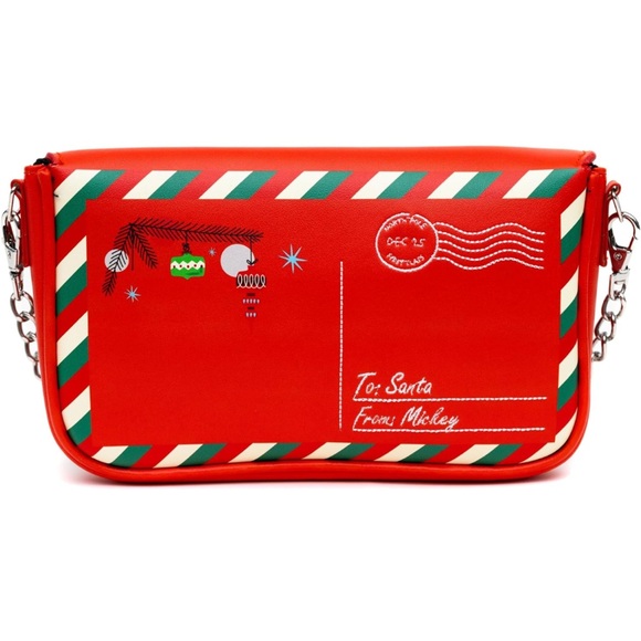 NEW Disney Mickey Mouse letter to Santa crossbody bag envelope clutch Holiday - Picture 4 of 5